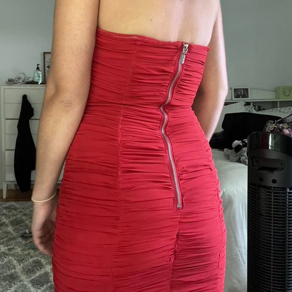 H&M Orangish/red Ruched Going Out Dress - Picture 2 of 6